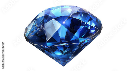 Blue diamond crystal on a transparent background
