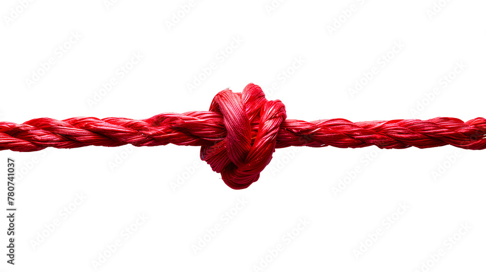 Red rope with knot PNG. Red thick string with rope in the middle isolated. Shoe lace string PNG. String top view PNG. Red rope flat lay PNG