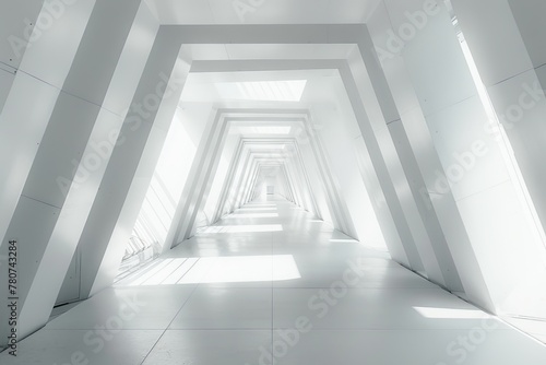 Modern architecture corridor with a minimalist design and bright illumination invites contemplation.