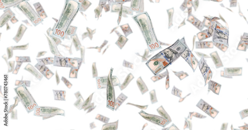 3D render of Banknotes of the US American Dollar, 100 USD. Transparent PNG