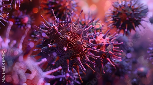 A 3D artistic representation of the influenza virus photo