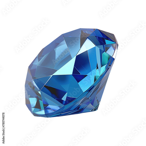 Blue diamond crystal on a transparent background