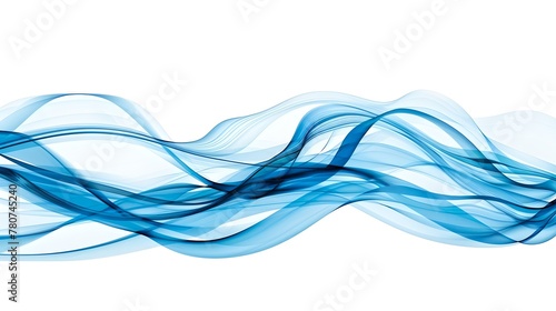 Elegant Blue Smoke Waves Flowing on White Background. Abstract Art for Wallpapers, Backgrounds, and Creative Designs. Modern Digital Graphics. AI © Irina Ukrainets