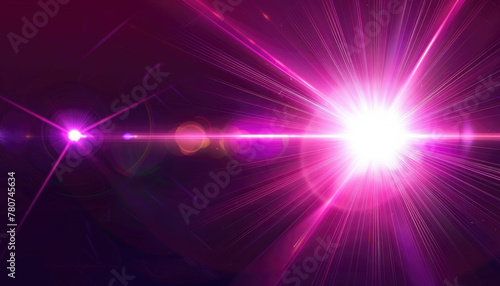A bright pink light is shining through a purple background by AI generated image © chartchai