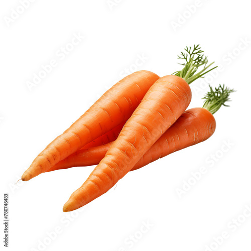 illustration of carrot pieces, Isolated on transparent PNG background, Generative ai