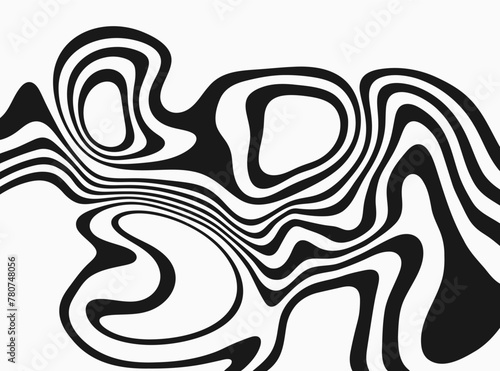 Optical illusion stripes texture. Abstract wavy background. Op art illustration.