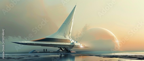 A sleek aerodynamic structure serving as a vertical launchpad for spacecraft