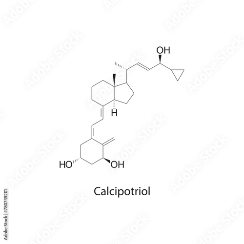 Calcipotriol flat skeletal molecular structure Vitamin D agonist drug used in Psoriasis treatment. Vector illustration scientific diagram.