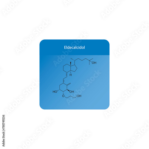 Eldecalcidol flat skeletal molecular structure Vitamin D agonist drug used in Osteoporosis treatment. Vector illustration scientific diagram.