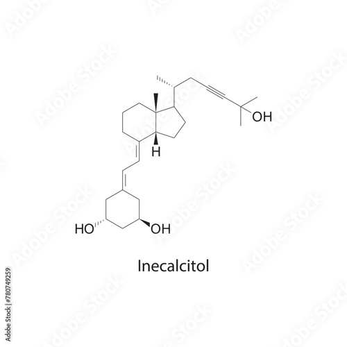 Inecalcitol flat skeletal molecular structure Vitamin D agonist drug used in Prostate cancer, hyperparathyroidism, psoriasis treatment. Vector illustration scientific diagram.