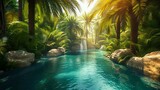 Oasis Paradise: Lush Haven in the Desert./n