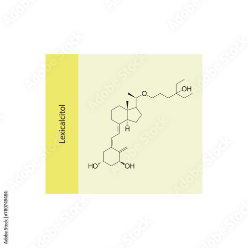 Lexicalcitol flat skeletal molecular structure Vitamin D agonist drug used in Vitamin D deficiency treatment. Vector illustration scientific diagram.