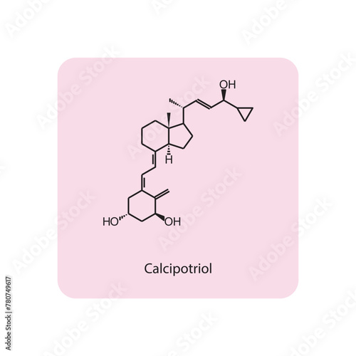 Calcipotriol flat skeletal molecular structure Vitamin D agonist drug used in Psoriasis treatment. Vector illustration scientific diagram.
