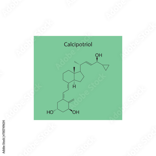 Calcipotriol flat skeletal molecular structure Vitamin D agonist drug used in Psoriasis treatment. Vector illustration scientific diagram.