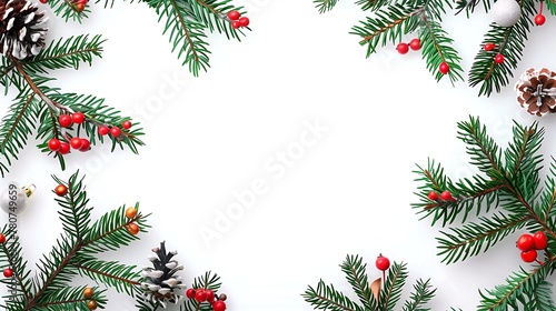 Festive frame with winter decorations / Season's Greetings: Festive Winter Frame with Natural Decor