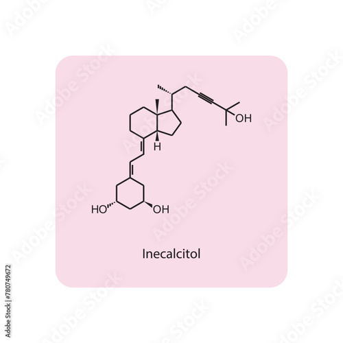 Inecalcitol flat skeletal molecular structure Vitamin D agonist drug used in Prostate cancer, hyperparathyroidism, psoriasis treatment. Vector illustration scientific diagram.