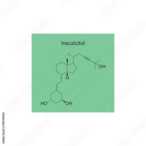 Inecalcitol flat skeletal molecular structure Vitamin D agonist drug used in Prostate cancer, hyperparathyroidism, psoriasis treatment. Vector illustration scientific diagram.