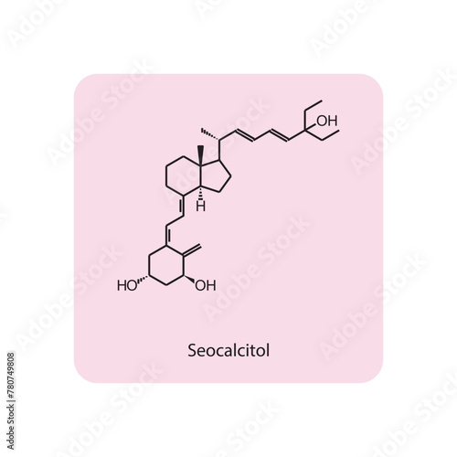 Seocalcitol flat skeletal molecular structure Vitamin D agonist drug used in Cancer treatment. Vector illustration scientific diagram.