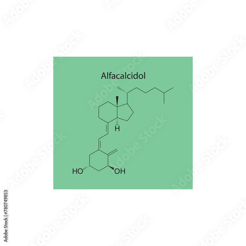 Alfacalcidol flat skeletal molecular structure Vitamin D agonist drug used in Hypocalcemia treatment. Vector illustration scientific diagram.