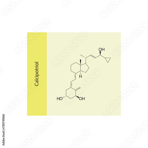 Calcipotriol flat skeletal molecular structure Vitamin D agonist drug used in Psoriasis treatment. Vector illustration scientific diagram.