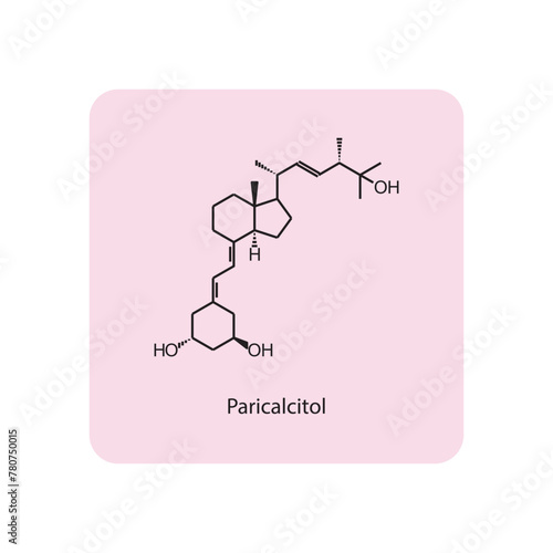 Paricalcitol flat skeletal molecular structure Vitamin D agonist drug used in Secondary hyperparathyroidism treatment. Vector illustration scientific diagram.