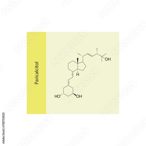 Paricalcitol flat skeletal molecular structure Vitamin D agonist drug used in Secondary hyperparathyroidism treatment. Vector illustration scientific diagram.