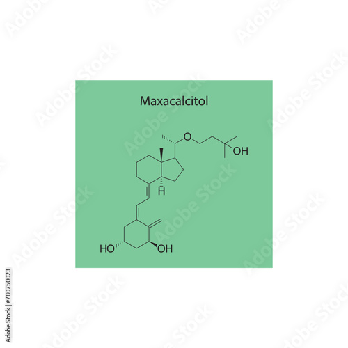 Maxacalcitol flat skeletal molecular structure Vitamin D agonist drug used in Secondary hyperparathyroidism treatment. Vector illustration scientific diagram.