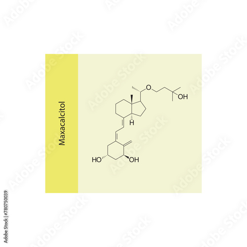Maxacalcitol flat skeletal molecular structure Vitamin D agonist drug used in Secondary hyperparathyroidism treatment. Vector illustration scientific diagram.