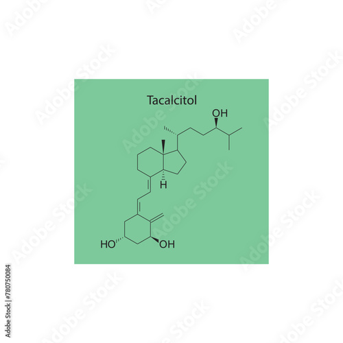 Tacalcitol flat skeletal molecular structure Vitamin D agonist drug used in Psoriasis treatment. Vector illustration scientific diagram.