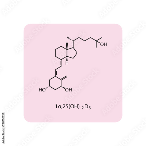1α,25(OH)2D3 flat skeletal molecular structure Vitamin D agonist drug used in Vitamin D deficiency treatment. Vector illustration scientific diagram.