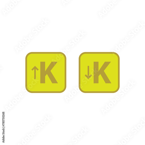 Icons of Hypervitaminosis and Hypovitaminosis K - excess and deficit of vitamin K - simple icon illustration.