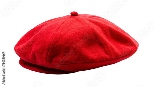 Red tam cap isolated on transparent background