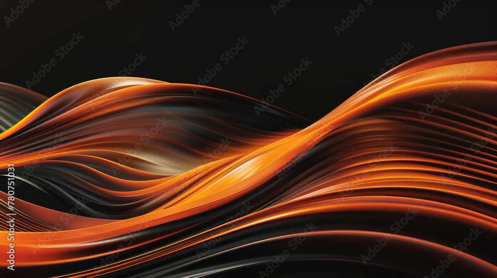 Orange and black waves form a futuristic background, capturing motion in a vibrant illustration Orange and black waves form a futuristic background, capturing motion in a vibrant illustration