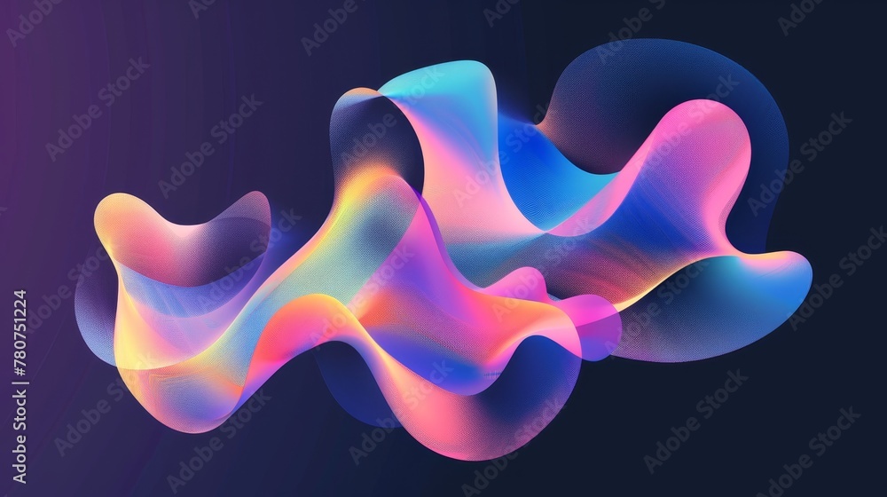 Obraz premium Abstract vector logo blending pastel shades into a glowing holographic gradient, embodying modern elegance and innovation