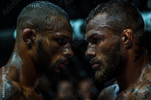 An intense  close-up image of a boxer with a captivating water splash effect highlighting the power and focus of an athlete