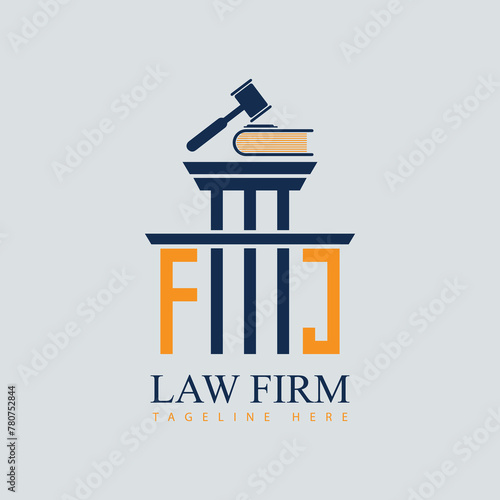 FJ  Set of modern law firm justice logo design vector graphic template.