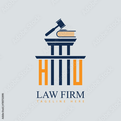 HU Set of modern law firm justice logo design vector graphic template.