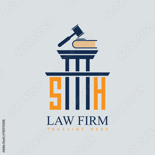 SH Set of modern law firm justice logo design vector graphic template.