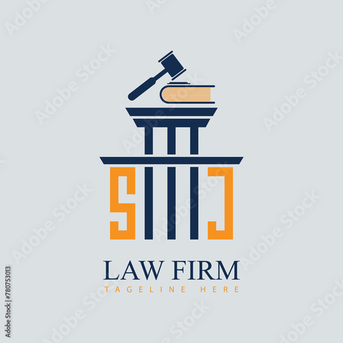 SJ Set of modern law firm justice logo design vector graphic template.