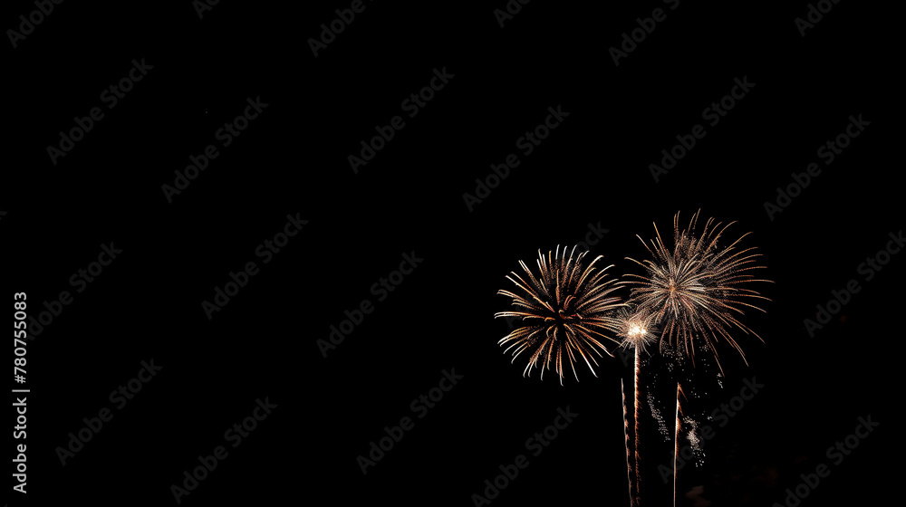 A dazzling display of fireworks lighting up the night sky, celebrating a festive summer evening A dazzling display of fireworks lighting up the night sky, celebrating a festive summer evening
