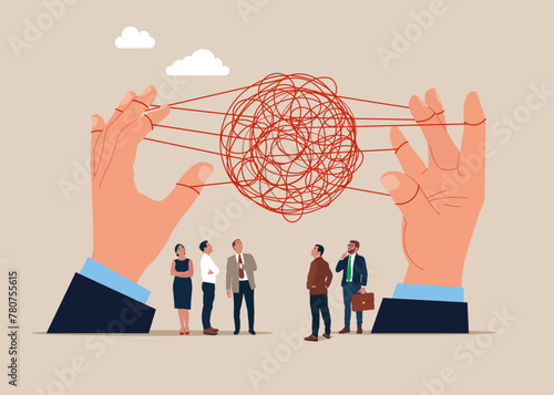 Complex problem solution to overcome difficulty to achieve success.  Flat vector illustration