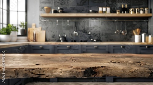 Beautiful kitchen on a wooden board to place objects in high resolution and high quality. kitchen concept