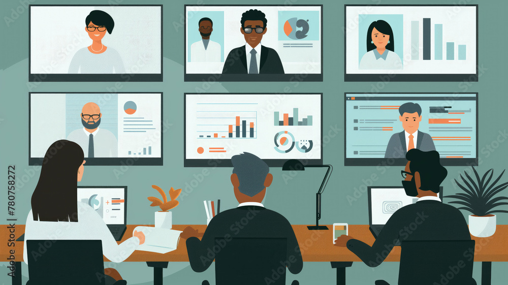Set Business Flat Vector Illustration Design Style concept art. Collection of scenes with men and women taking part in business activities Generative AI Set Business Flat Vector Illustration Design Style concept art. Collection of scenes with men and women taking part in business activities Generative AI