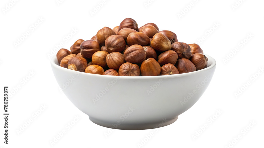 Hazelnuts in a bowl isolated on transparent background Hazelnuts in a bowl isolated on transparent background