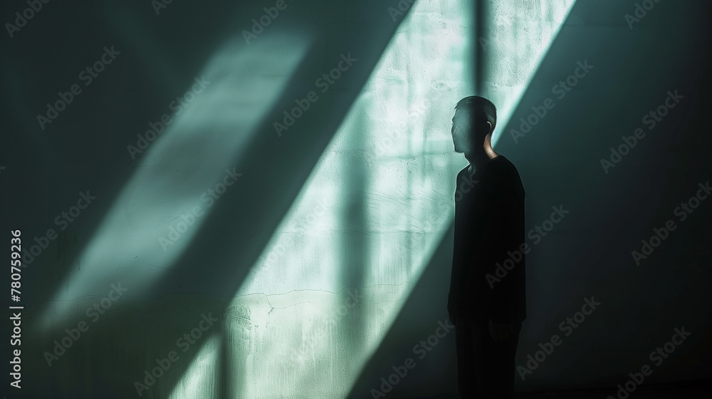 Fototapeta premium Shadows of doubt dissolve into the light of self-acceptance