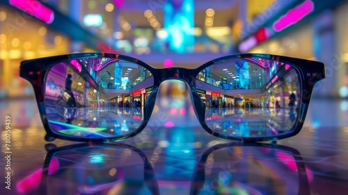 a pair of sunglasses with a reflection of the hotel on the glass  © cristian