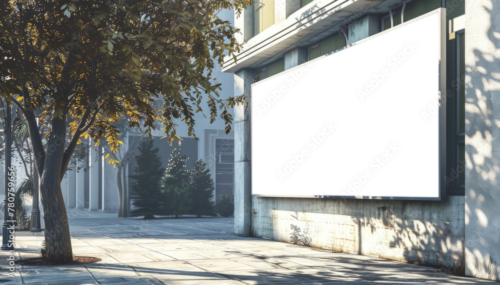 A large white sign is in a shopping mall by AI generated image A large white sign is in a shopping mall by AI generated image