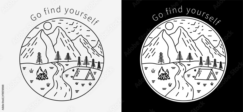 Fototapeta premium set of mountain nature sticker design