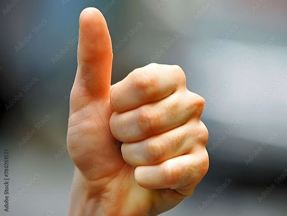 Thumb Raised in Gesture of Approval and Affirmation