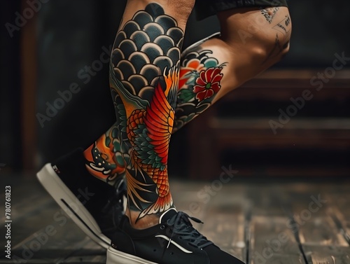 Vibrant Tattoo Sleeve Showcasing Individualistic Body Art Design